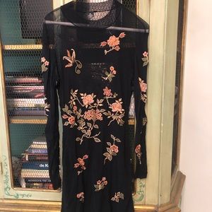 Vivienne Tam, embroidered black dress, size 6-8